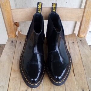Dr Martens Bianca women's black polished leather Chelsea ankle boots